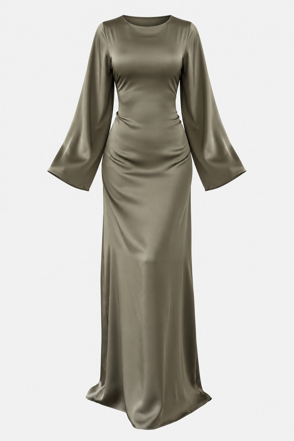 Classic Satin Evening Gown with Back Tie Detail