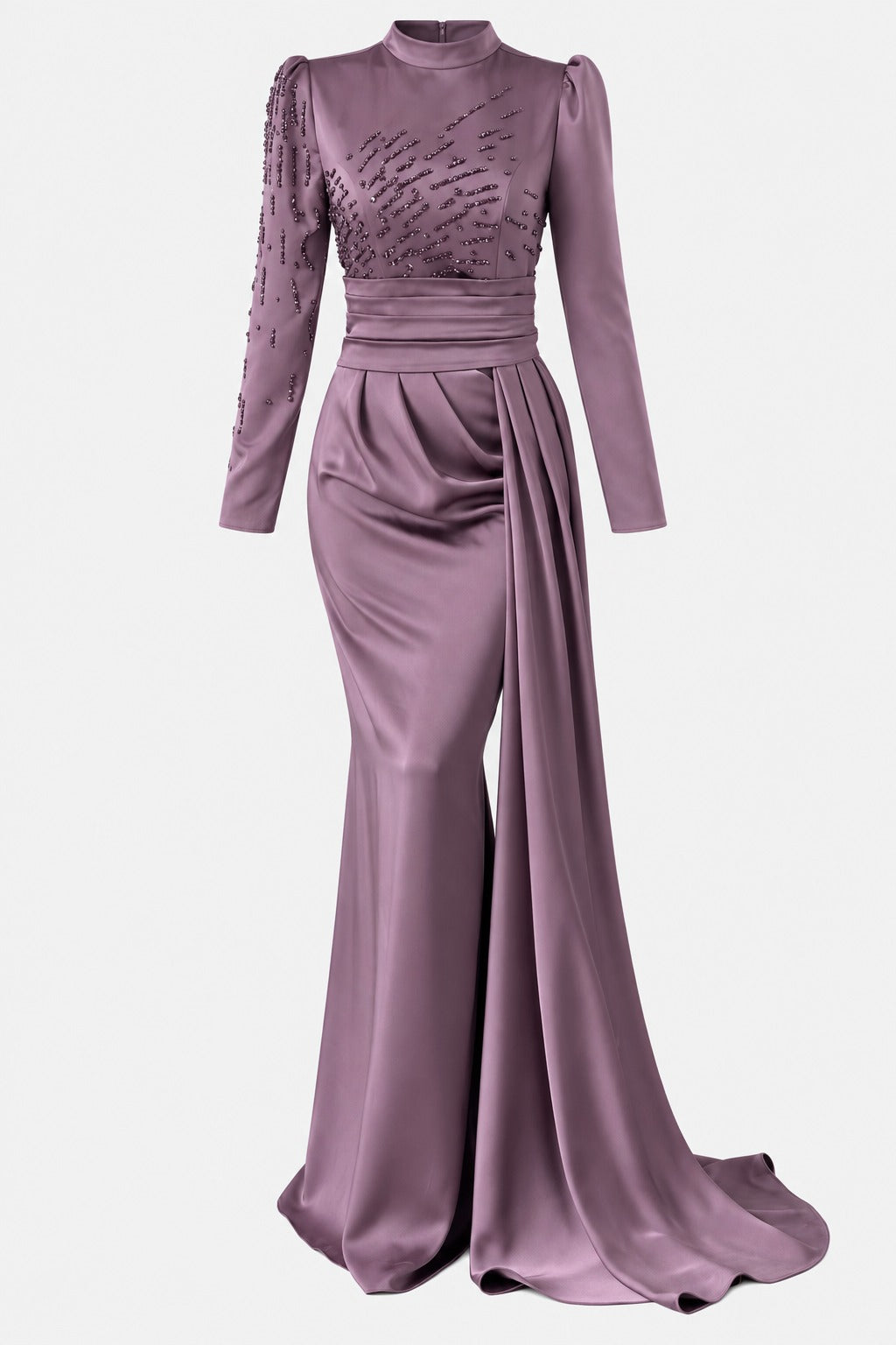 The Aurora Tail Satin Evening Gown