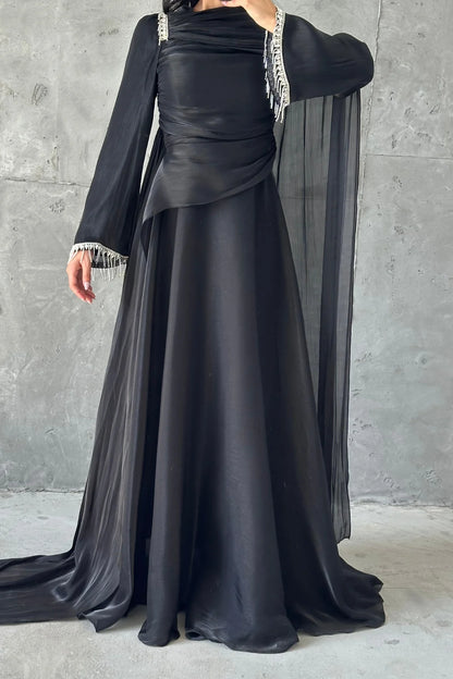The Cansu Pearl Draped Evening Gown