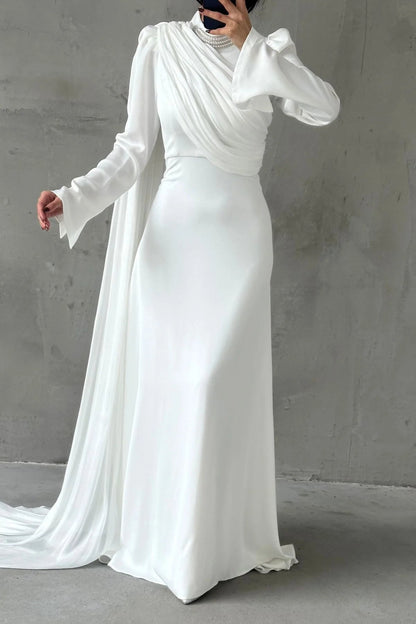 Draped Shoulder Bridal Evening Dress 4988