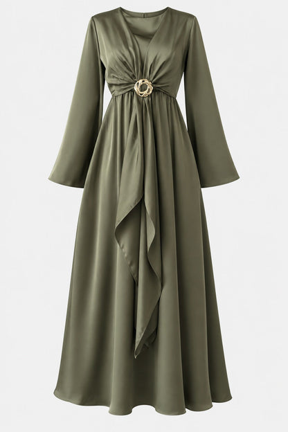 Cascading Knot Satin Maxi Dress