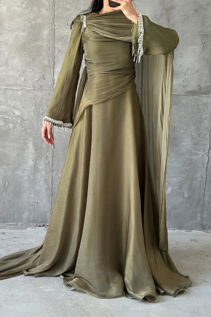 The Cansu Pearl Draped Evening Gown