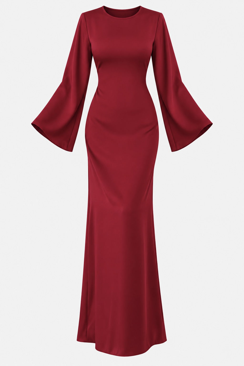 Classic Satin Evening Gown with Back Tie Detail