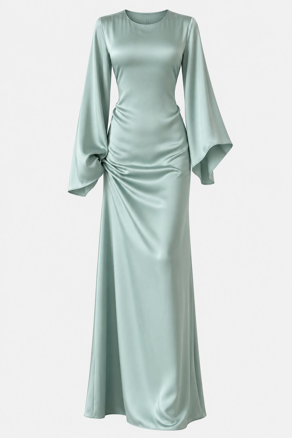 Classic Satin Evening Gown with Back Tie Detail