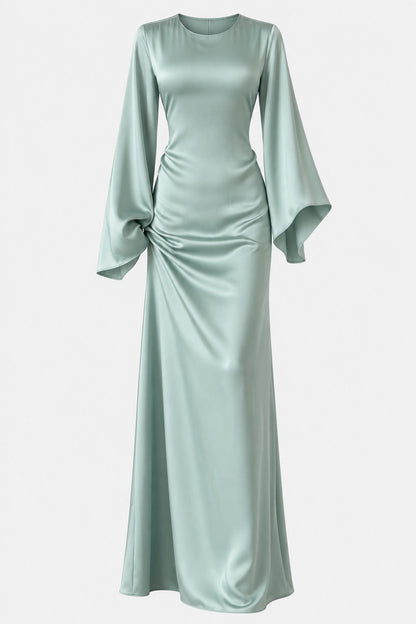 Classic Satin Evening Gown with Back Tie Detail