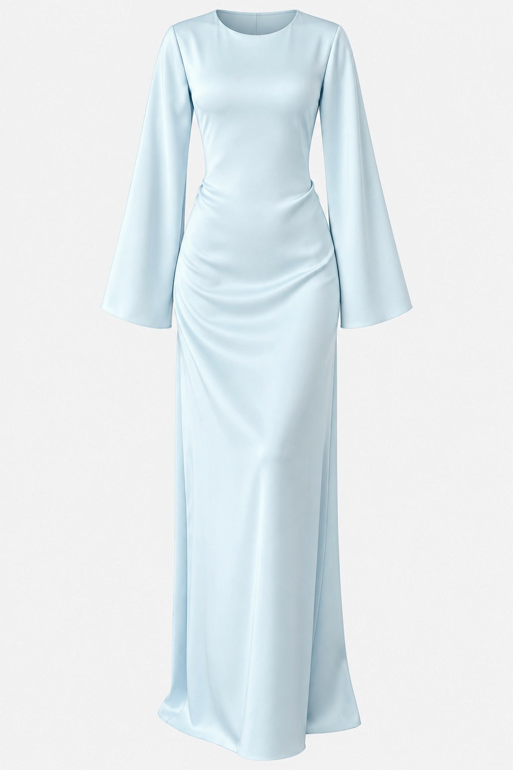 Classic Satin Evening Gown with Back Tie Detail