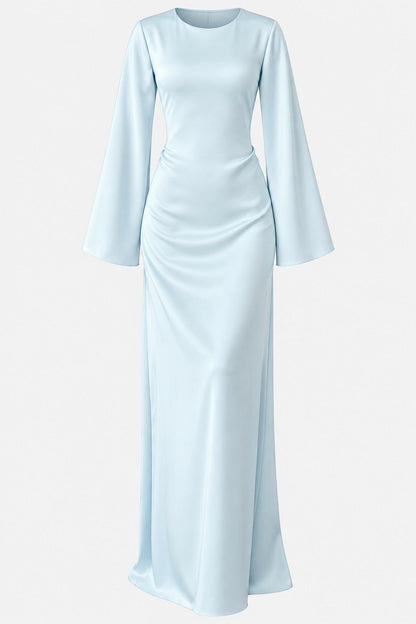 Classic Satin Evening Gown with Back Tie Detail