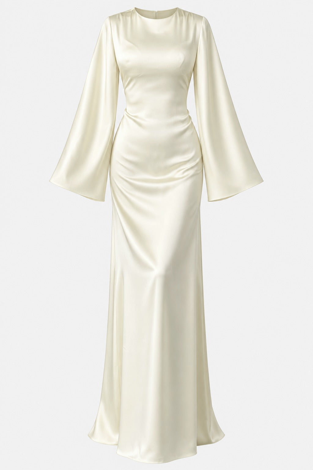 Classic Satin Evening Gown with Back Tie Detail