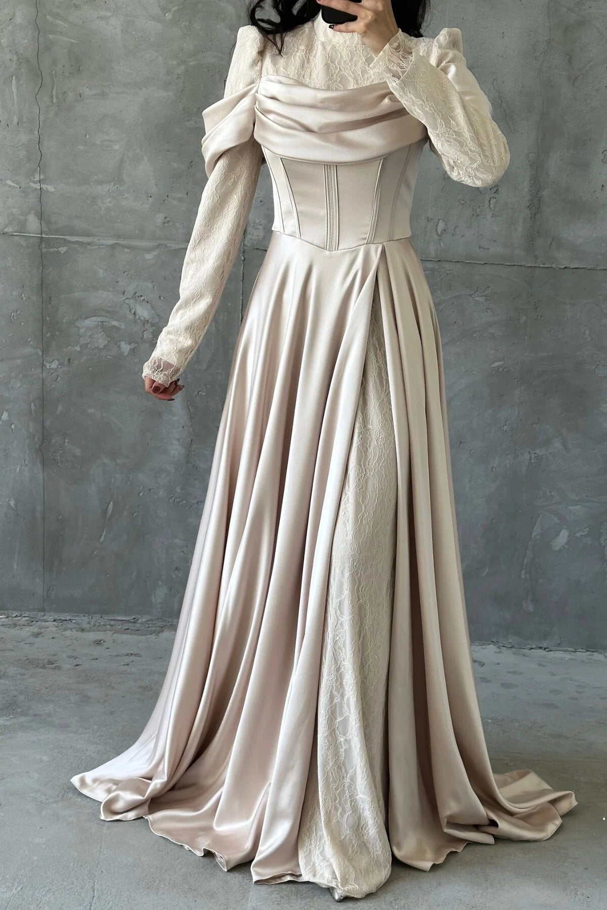 The Safiya Olive Corset Evening Gown