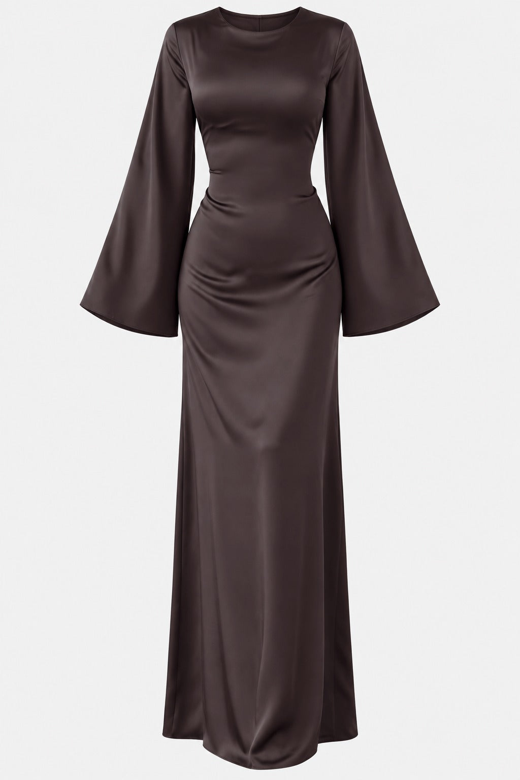 Classic Satin Evening Gown with Back Tie Detail
