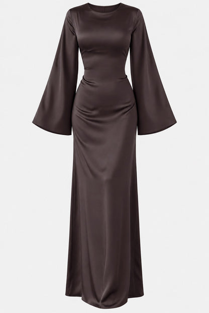 Classic Satin Evening Gown with Back Tie Detail