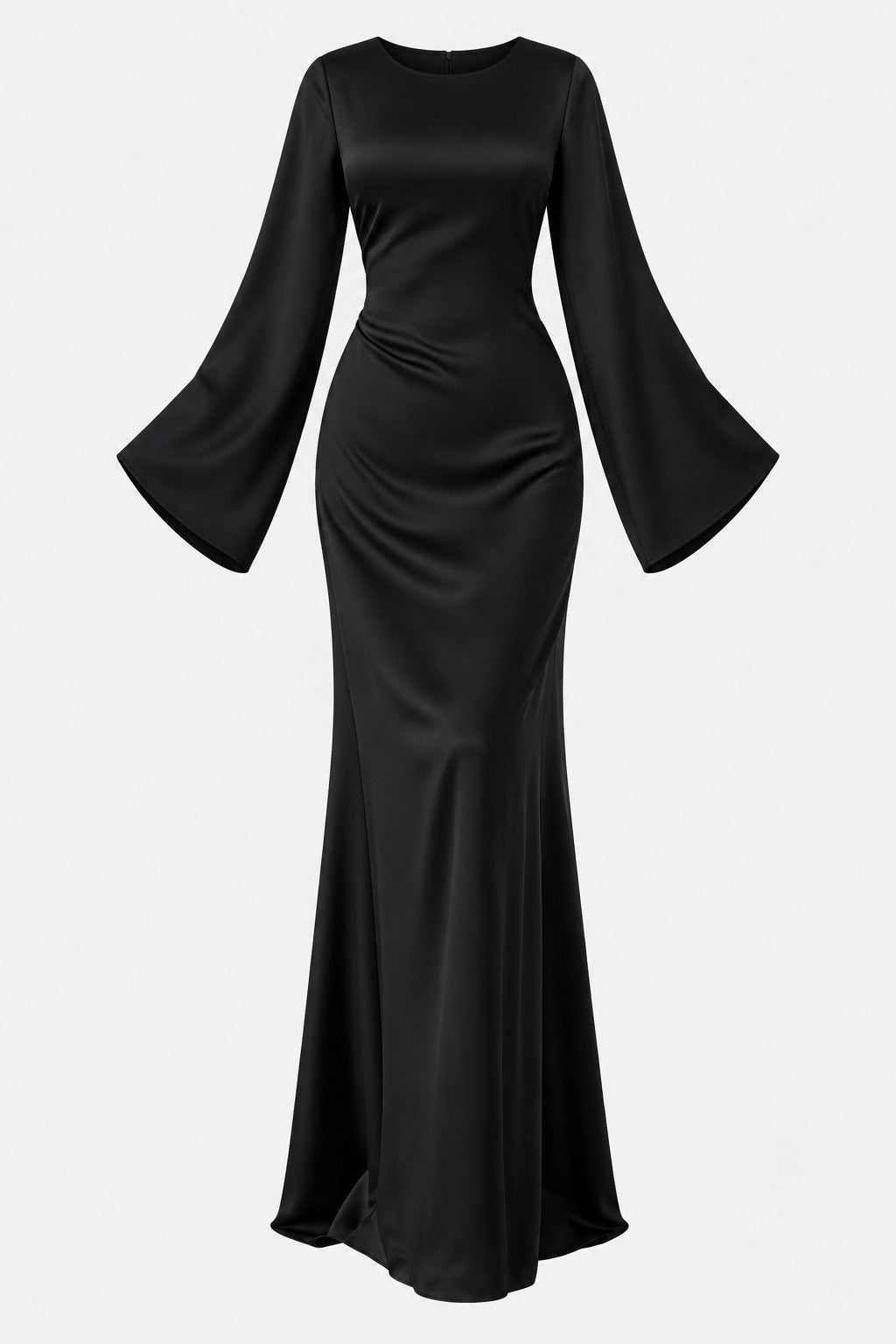 Classic Satin Evening Gown with Back Tie Detail