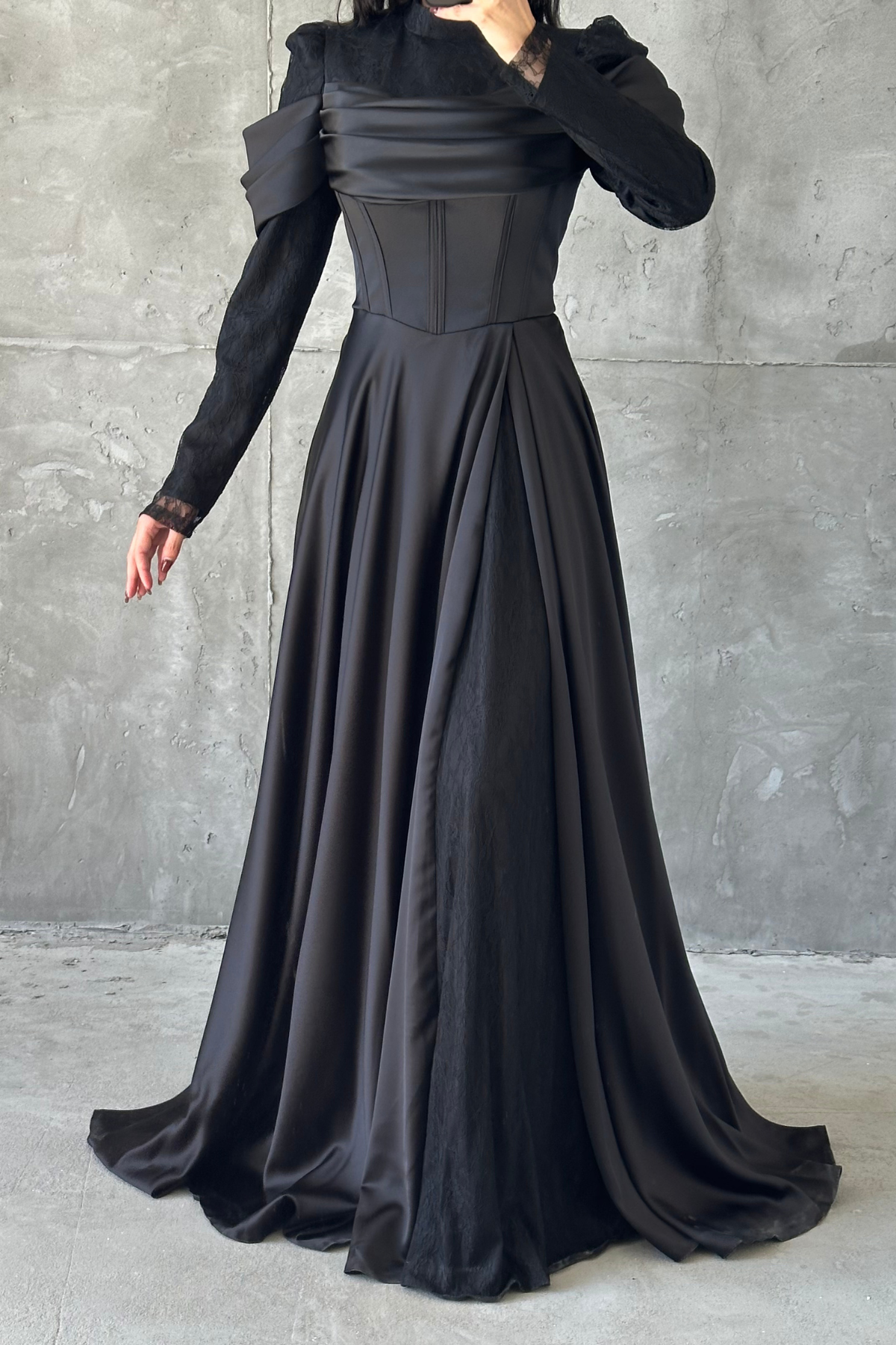 The Safiya Olive Corset Evening Gown