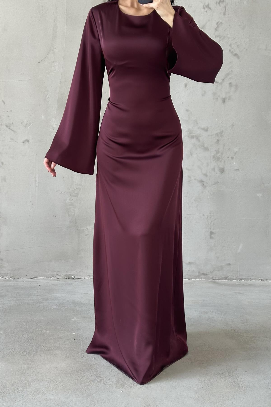 Classic Satin Evening Gown with Back Tie Detail
