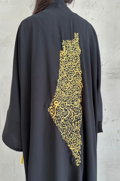 Palestine Embroidered Abaya – Black Elegance Edition 0102