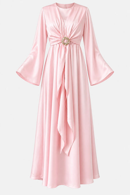 Cascading Knot Satin Maxi Dress