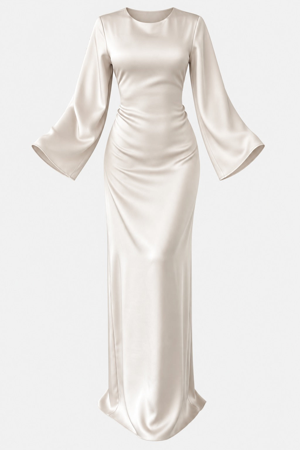Classic Satin Evening Gown with Back Tie Detail