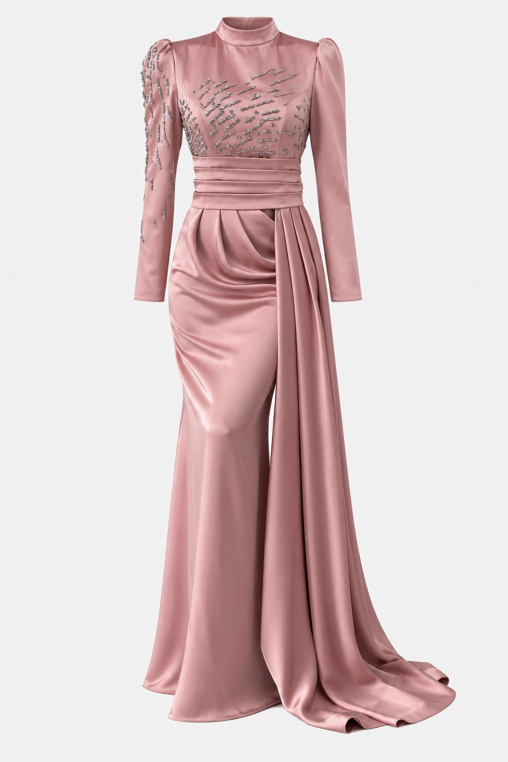 The Aurora Tail Satin Evening Gown