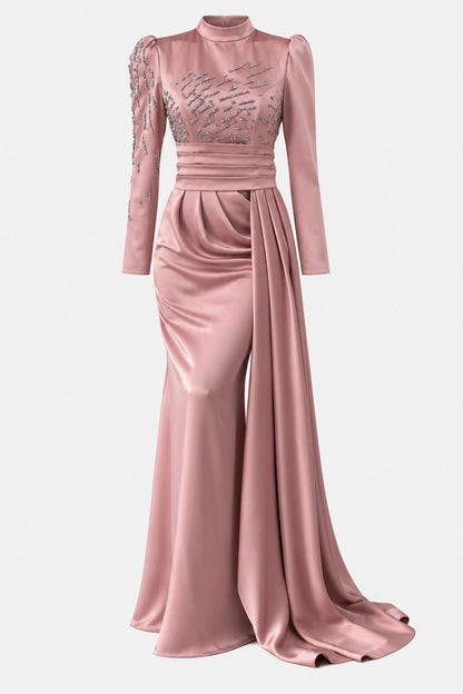 The Aurora Tail Satin Evening Gown