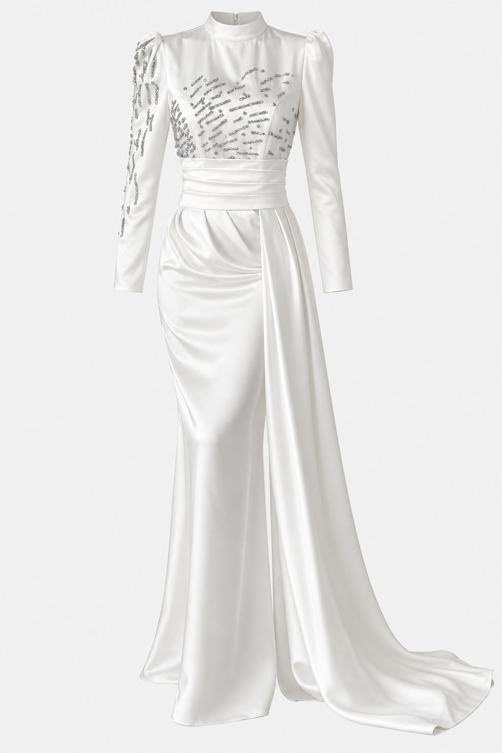 The Aurora Tail Satin Evening Gown
