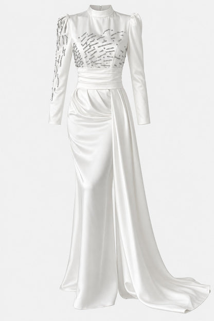 The Aurora Tail Satin Evening Gown