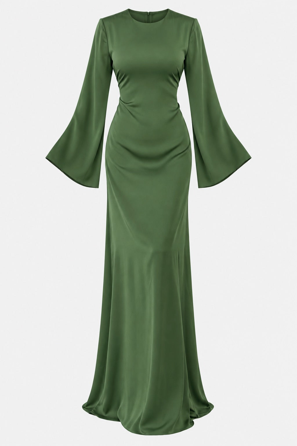 Classic Satin Evening Gown with Back Tie Detail