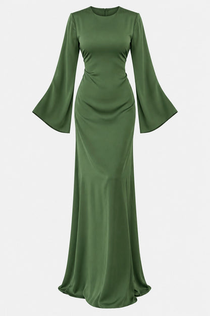 Classic Satin Evening Gown with Back Tie Detail