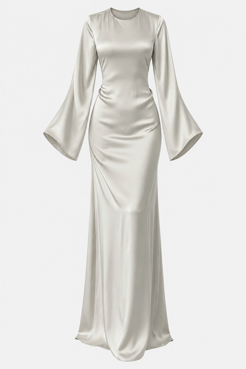 Classic Satin Evening Gown with Back Tie Detail