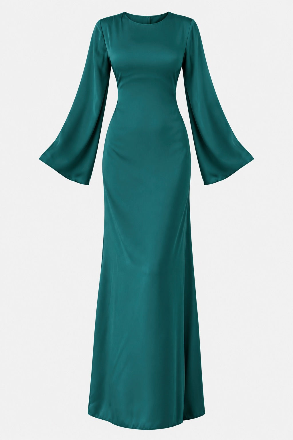 Classic Satin Evening Gown with Back Tie Detail
