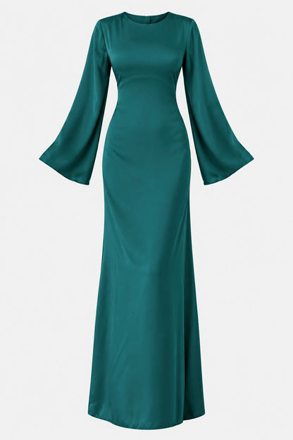 Classic Satin Evening Gown with Back Tie Detail