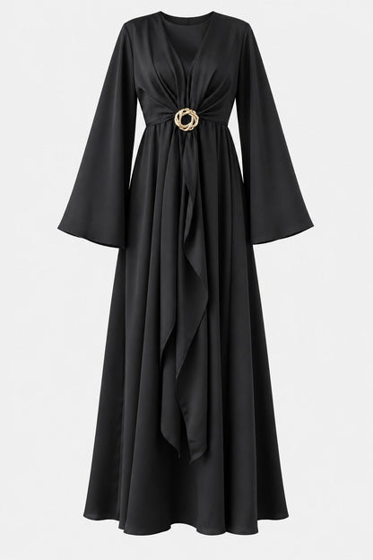 Cascading Knot Satin Maxi Dress