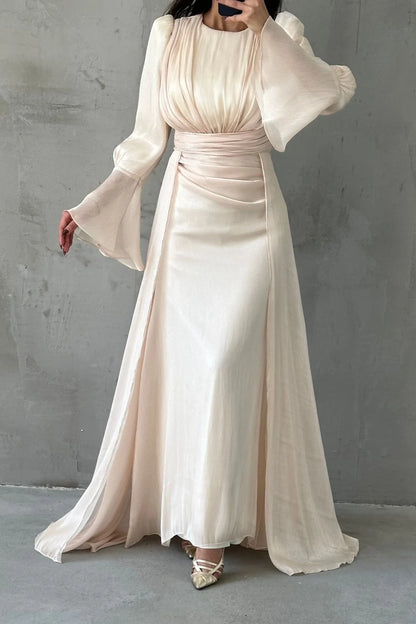 Drape and Cape Detailed Janjan Evening Dress 4986
