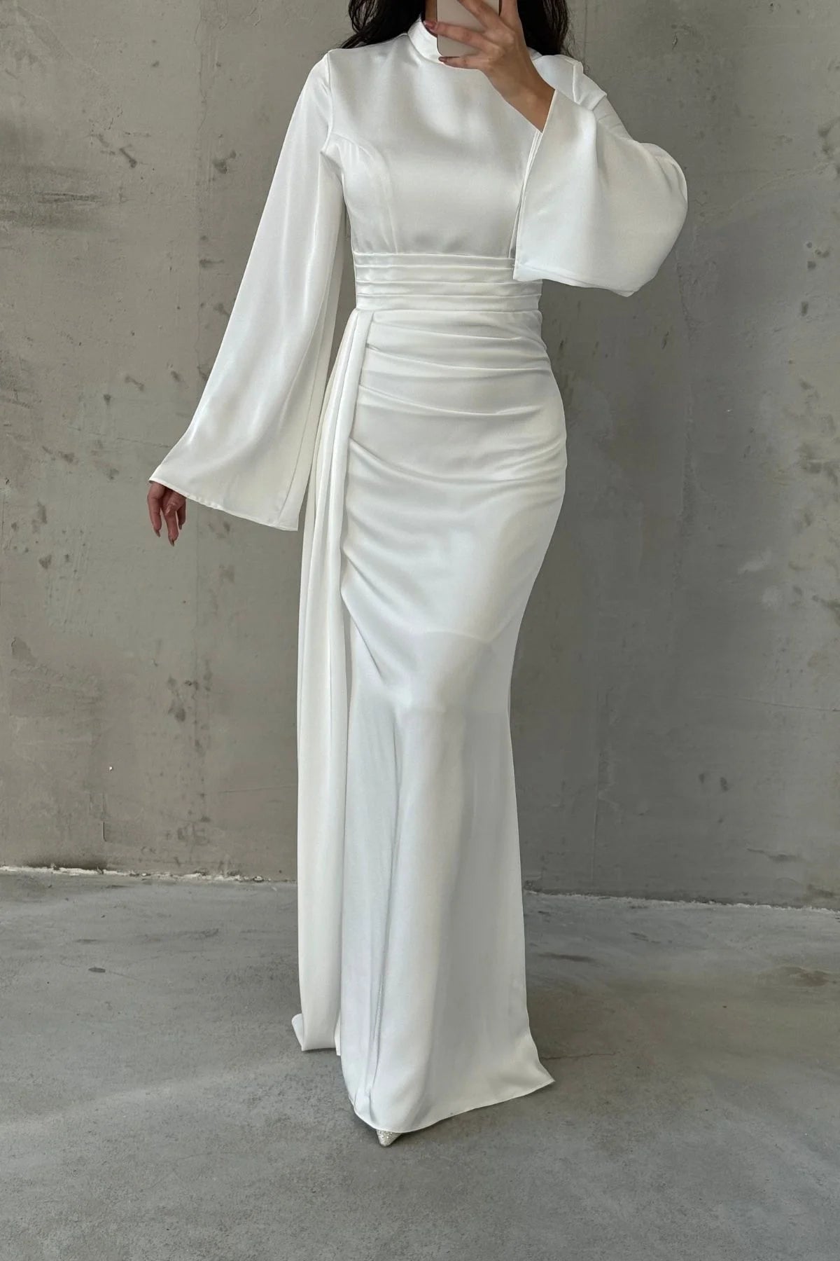 Elegant Draped Waist Bridal Evening Dress 6973