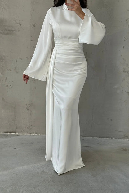 Elegant Draped Waist Bridal Evening Dress 6973