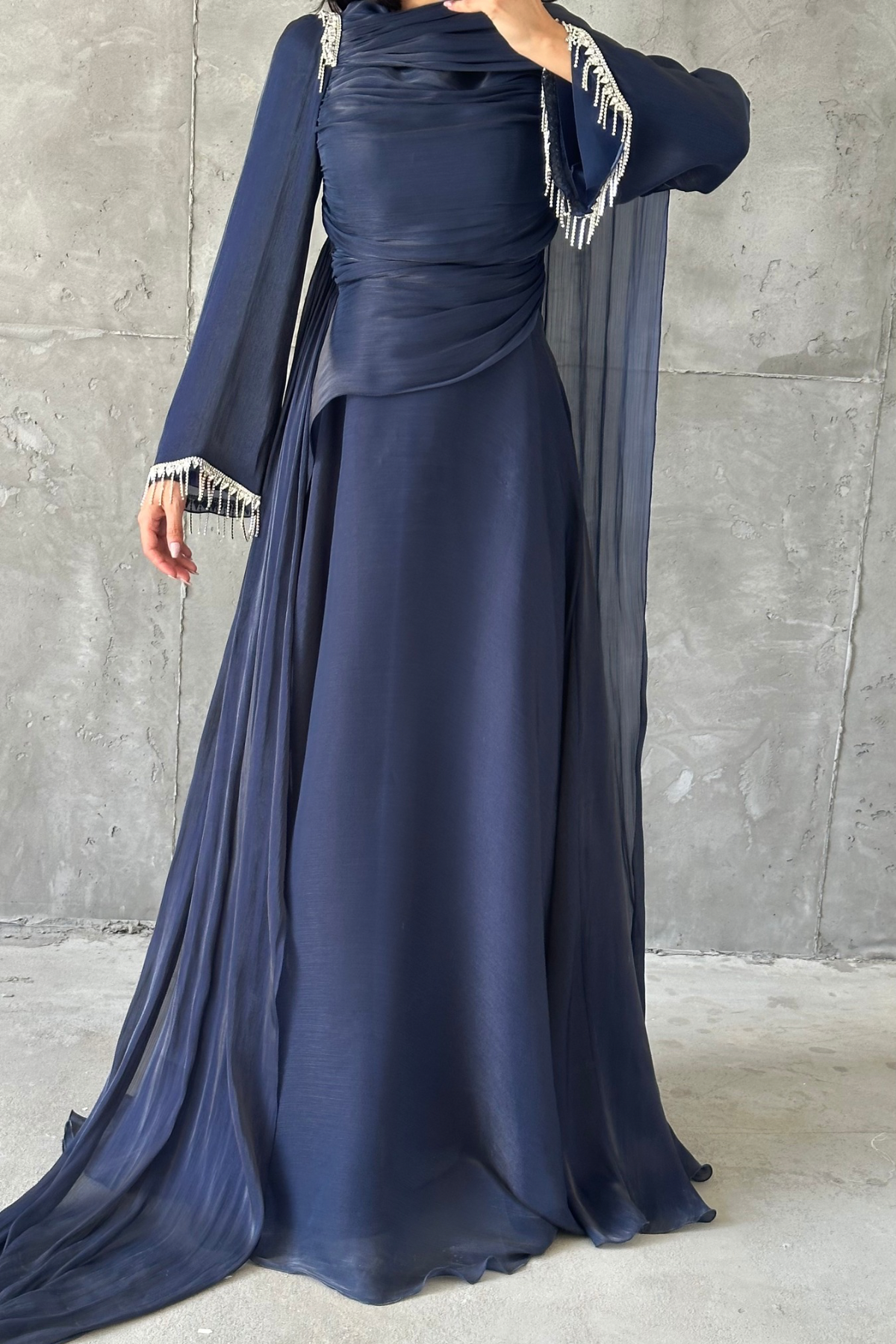 The Cansu Pearl Draped Evening Gown