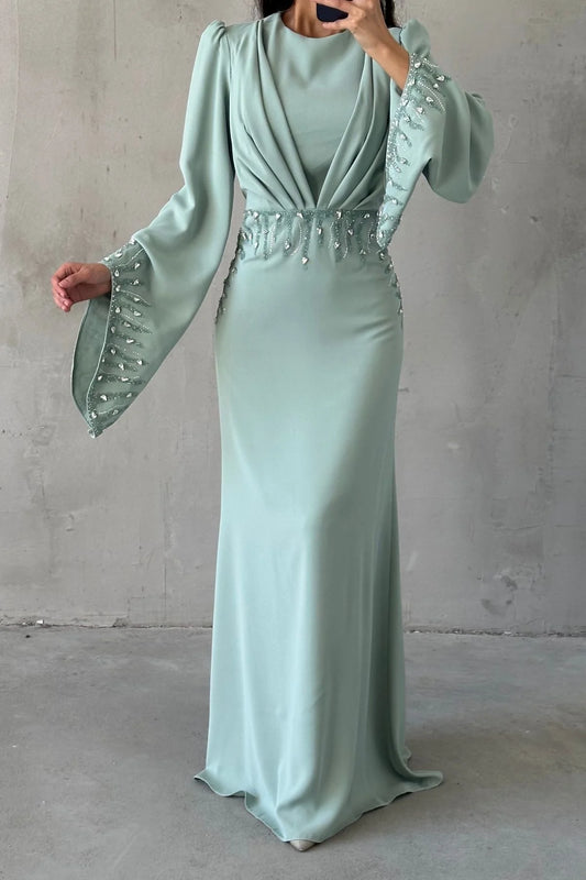The Noor Draped Crystal Gown